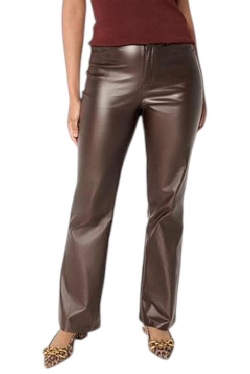 Christian Siriano Pants - Christian Siriano Women's Coated Bootcut Millenium Pant Dark Chocolate - Petite